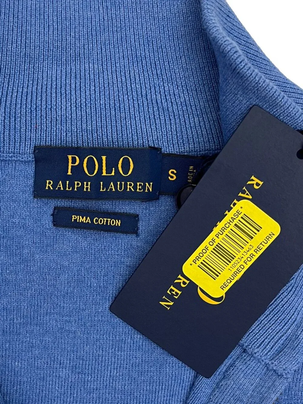 Polo Ralph Lauren NEW NWT Pima Cotton Zip Blue Sweater Vest Mens S